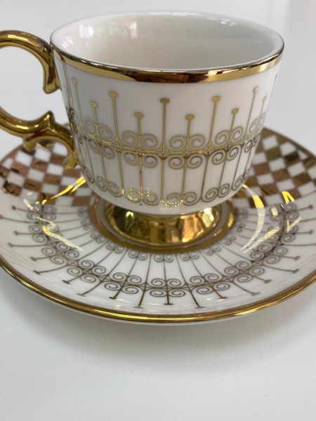 Çift Taraflı Gold-Beyaz 6 kişilik Kahve Fincan Takımı Çift Taraflı Gold-Beyaz 6 kişilik Kahve Fincan Takımı